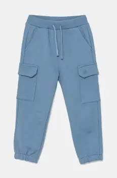 United Colors of Benetton pantaloni de trening din bumbac pentru copii neted, 3UNIGF045 imagine