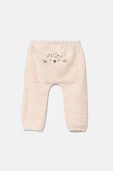 United Colors of Benetton pantaloni de trening din velur pentru copii culoarea bej, neted, 3MCDAF020 imagine