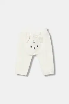 United Colors of Benetton pantaloni de trening pentru bebelusi culoarea alb, neted, 3MDSAF029 imagine