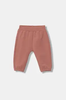 United Colors of Benetton pantaloni de trening pentru bebelusi culoarea portocaliu, cu imprimeu, 3MDSAF029 imagine