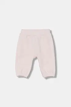 United Colors of Benetton pantaloni de trening pentru bebelusi culoarea roz, cu imprimeu, 3MDSAF029 imagine
