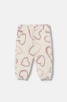 United Colors of Benetton pantaloni de trening pentru copii culoarea bej, cu imprimeu, 3TIKGF05A imagine