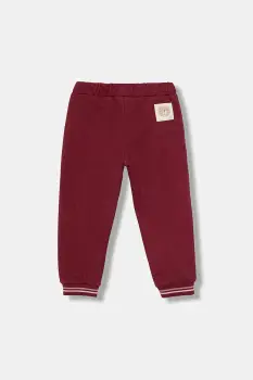 United Colors of Benetton pantaloni de trening pentru copii culoarea bordo, uni, 32N4GF054 imagine