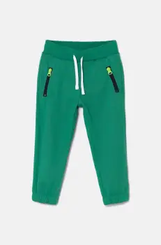 United Colors of Benetton pantaloni de trening pentru copii culoarea verde, neted, 330SGF03Z imagine