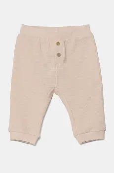 United Colors of Benetton pantaloni din bumbac pentru bebelusi culoarea roz, uni, 3X3MAF027 imagine