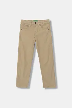 United Colors of Benetton pantaloni din catifea pentru copii culoarea bej, uni, 4AD5CE04E imagine