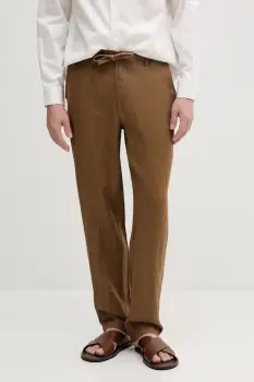 United Colors of Benetton pantaloni din in culoarea albastru marin, mulata imagine