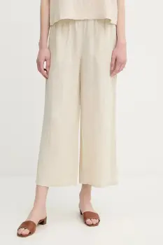 United Colors of Benetton pantaloni din in culoarea bej, drept, high waist, 4AGHDF09G imagine