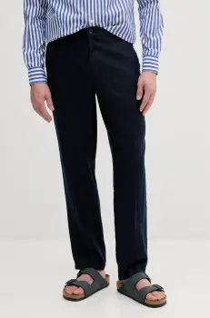 United Colors of Benetton pantaloni din in culoarea bleumarin, drept, 4AGH55HW8 imagine