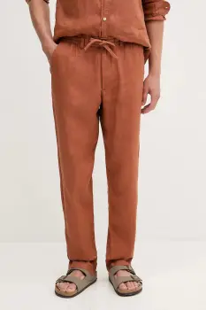 United Colors of Benetton pantaloni din in culoarea bleumarin, mulata, 4AGHUF00M imagine