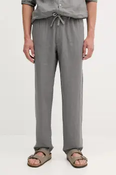 United Colors of Benetton pantaloni din in culoarea bleumarin, mulata, 4AGHUF00M imagine