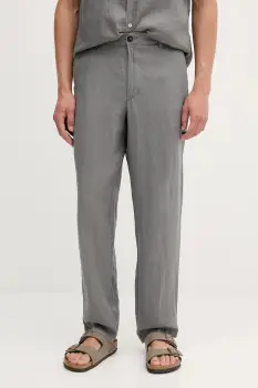 United Colors of Benetton pantaloni din in culoarea gri, drept, 4AGH55HW8 imagine