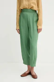 United Colors of Benetton pantaloni din in culoarea verde, lat, high waist, 4AGHDF08L imagine