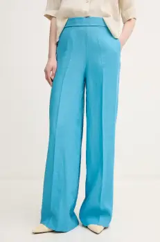 United Colors of Benetton pantaloni din in femei, drept, high waist, 4AGHDF08K imagine