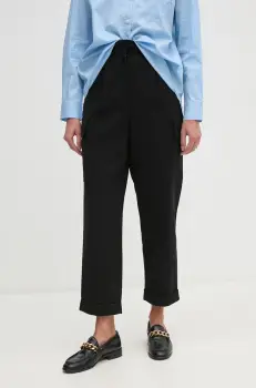 United Colors of Benetton pantaloni din lana culoarea negru, fason cargo, high waist, 4EACDF07O imagine