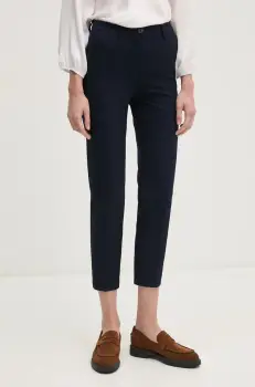 United Colors of Benetton pantaloni femei, culoarea albastru marin, drept, high waist, 4L4H557R4 imagine