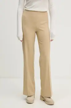 United Colors of Benetton pantaloni femei, culoarea bej, drept, high waist, 4962DF01Z imagine