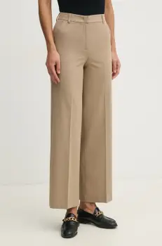 United Colors of Benetton pantaloni femei, culoarea bej, drept, high waist, 4R4CDF08H imagine