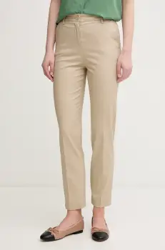 United Colors of Benetton pantaloni femei, culoarea bej, fason tigareta, high waist, 40FADF08U imagine