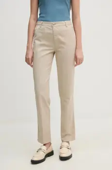 United Colors of Benetton pantaloni femei, culoarea bej, mulata, medium waist, 4GD7DF061 imagine