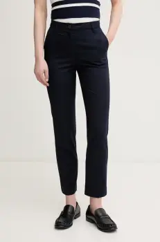 United Colors of Benetton pantaloni femei, culoarea bleumarin, fason tigareta, high waist, 40FADF08U imagine