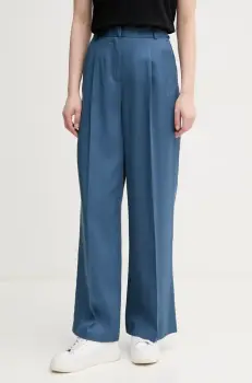 United Colors of Benetton pantaloni femei, culoarea bleumarin, lat, high waist, 4Y09DF08X imagine