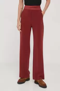 United Colors of Benetton pantaloni femei, culoarea bordo, lat, high waist imagine