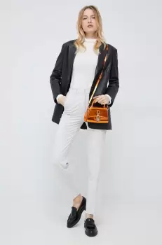 United Colors of Benetton pantaloni femei, culoarea gri, lat, high waist imagine