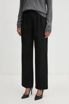 United Colors of Benetton pantaloni femei, culoarea negru, fason tigareta, high waist, 4OIGDF077 imagine