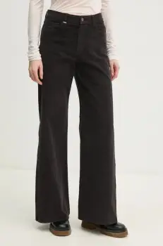 United Colors of Benetton pantaloni femei, culoarea negru, lat, high waist, 41ULDE029 imagine