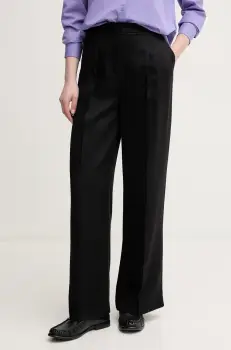 United Colors of Benetton pantaloni femei, culoarea negru, lat, high waist, 4Y09DF08X imagine