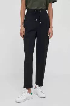 United Colors of Benetton pantaloni femei, culoarea negru, mulata, high waist imagine