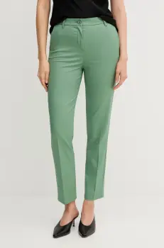 United Colors of Benetton pantaloni femei, culoarea verde, fason tigareta, high waist, 40FADF08U imagine