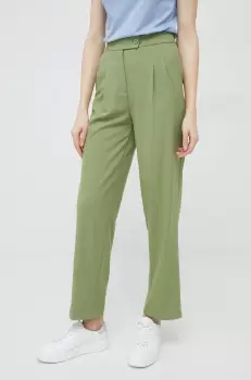 United Colors of Benetton pantaloni femei, culoarea verde, lat, high waist imagine