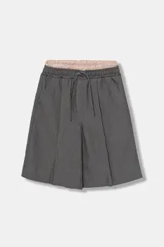 United Colors of Benetton pantaloni scurti copii culoarea gri, uni, talie reglabila, 40ZBC904B imagine