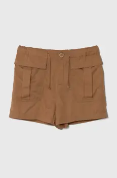 United Colors of Benetton pantaloni scurti copii culoarea maro, neted, talie reglabila imagine