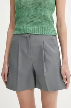 United Colors of Benetton pantaloni scurti culoarea gri, uni, high waist, 40FAD901U imagine