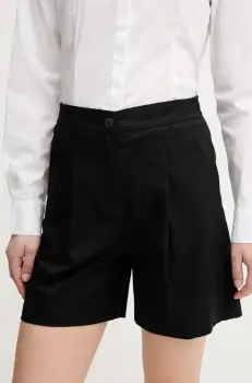 United Colors of Benetton pantaloni scurti culoarea negru, uni, high waist, 40FAD901U imagine