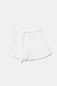 United Colors of Benetton pantaloni scurti de in pentru copii culoarea alb, uni, talie reglabila, 43WBG902G imagine