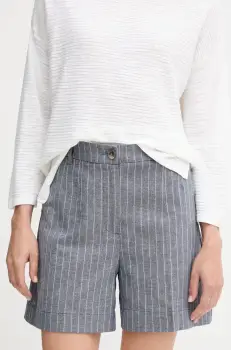 United Colors of Benetton pantaloni scurti din amestec de in cu imprimeu, high waist, 49KBD901X imagine