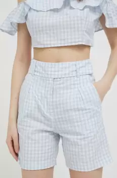 United Colors of Benetton pantaloni scurti din amestec de in modelator, high waist imagine