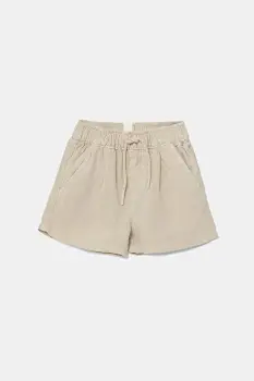 United Colors of Benetton pantaloni scurti din amestec de in pentru bebelusi culoarea bej, talie reglabila, 41DAA9012 imagine