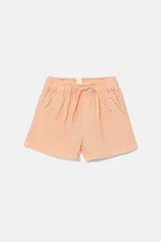 United Colors of Benetton pantaloni scurti din amestec de in pentru bebelusi culoarea portocaliu, talie reglabila, 41DAA9012 imagine