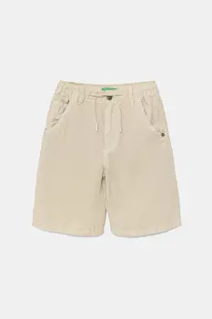 United Colors of Benetton pantaloni scurti din amestec de in pentru copii culoarea bej, talie reglabila, 41DAC9043 imagine