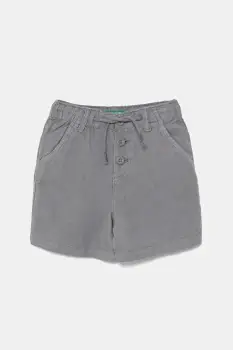 United Colors of Benetton pantaloni scurti din amestec de in pentru copii culoarea gri, talie reglabila, 41DAG902X imagine