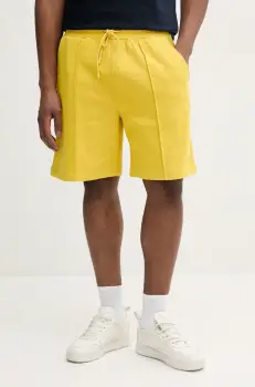 United Colors of Benetton pantaloni scurti din bumbac barbati, culoarea galben, 342ZU900X imagine
