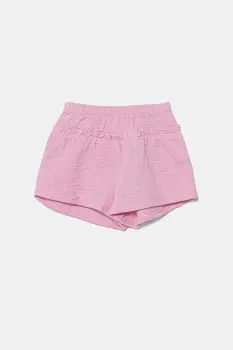United Colors of Benetton pantaloni scurti din bumbac pentru bebelusi culoarea roz, uni, 4PZQA9010 imagine