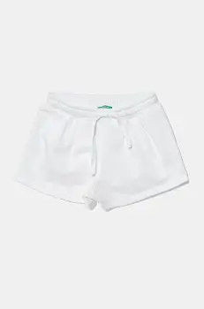 United Colors of Benetton pantaloni scurti din bumbac pentru copii culoarea alb, uni, talie reglabila, 3J70G901R imagine