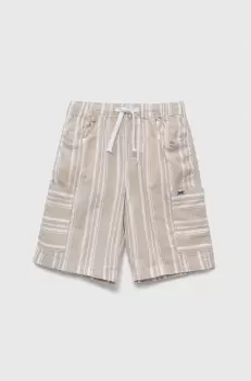 United Colors of Benetton pantaloni scurti din bumbac pentru copii culoarea bej, modelator, talie reglabila imagine
