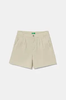 United Colors of Benetton pantaloni scurti din bumbac pentru copii culoarea bej, uni, talie reglabila, 47RGC903Y imagine